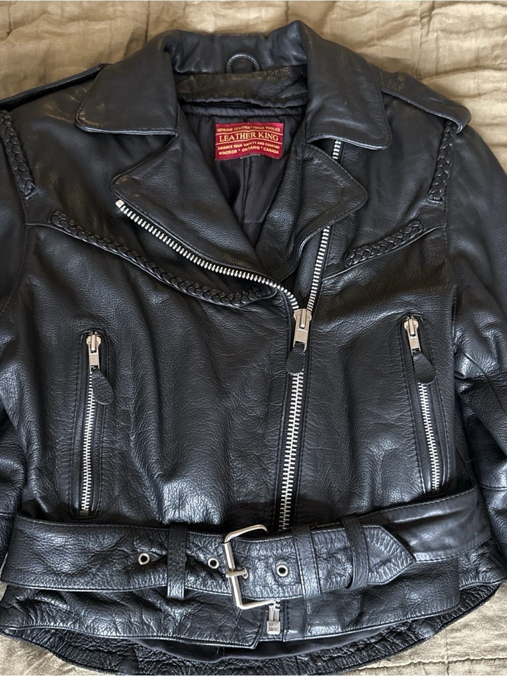 Black Leather Biker Jacket - Picture 2 of 6